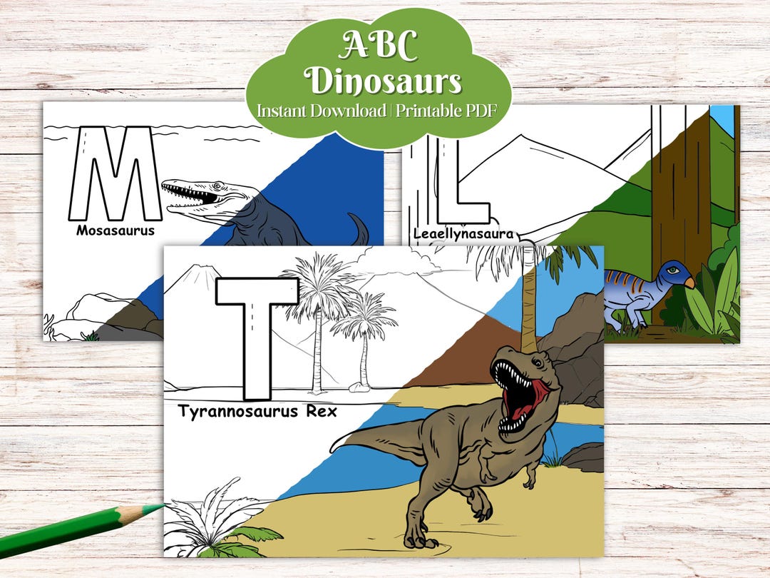 Dinosaur ABC Coloring Book: Printable Kids Activity (PDF Download A4 ...