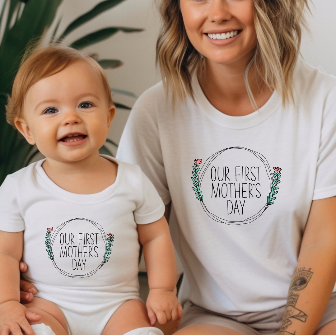 Our First Mothers Day Elephant Tshirt, Mother Child Matching Outfit