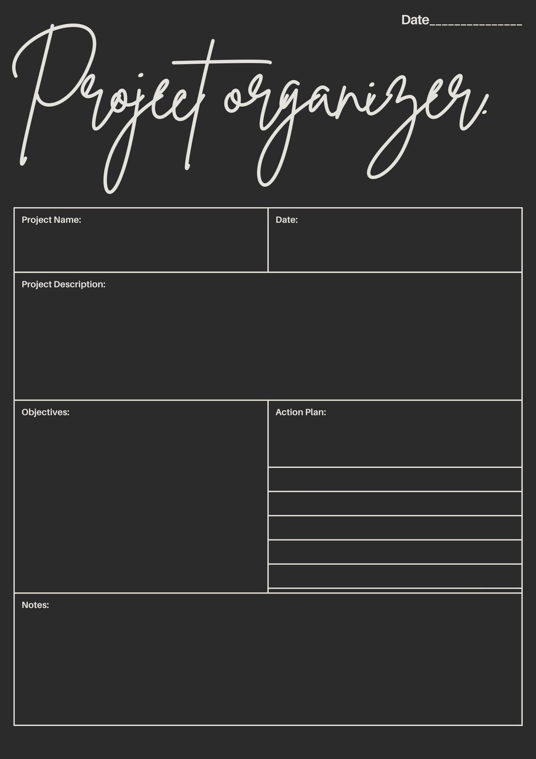 Organiser Project Project Organizer - Etsy