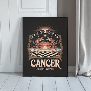 Cancer Zodiac Art Print: Retro Cosmic Astrology (Digital Download)