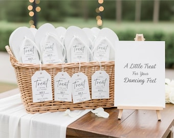 Custom Dancing Feet Wedding Favor Tags | Personalized Reception Shoe Size Tags