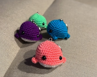 Crochet whale keychain