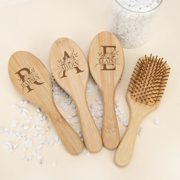 Personalised Bamboo Paddle Hairbrush, Engraved Hair Brush For Girls, Wooden Wedding Comb, Bridesmaid Gift, Birthday Gift, Salon Hair Care