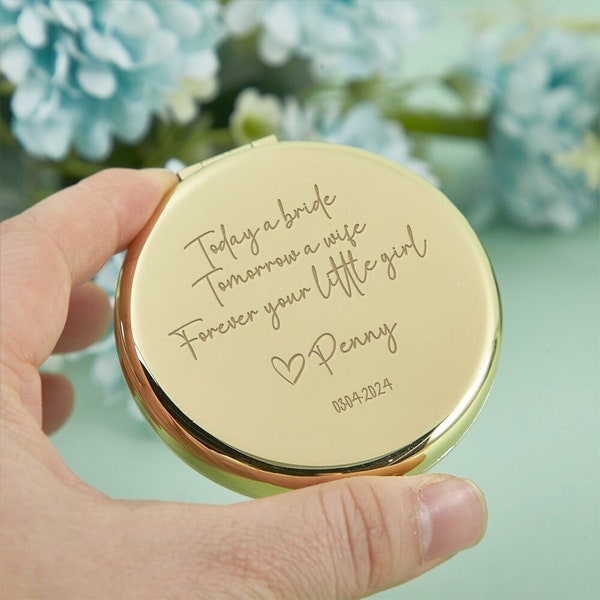 Today A Bride Tomorrow A Wife Forever Your Girl Personalized Compact Mirror, Gift for Mom from Daughter, Mother of the Bride / Groom Gift