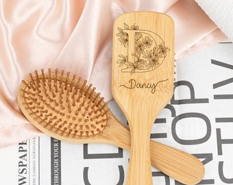 Personalised Engraved Hair Brush For Girls, Wooden Wedding Comb, Bamboo Paddle Hairbrush, Dance Team Gift, Valentine Gift, Birthday Gift