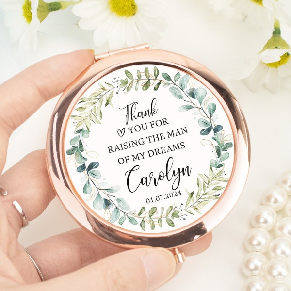 Thank You For Raising The Man Of My Dreams,Personalized Compact Mirror,Gift for Mom from Daughter, Mother of the Groom Gift,Gift for Teacher