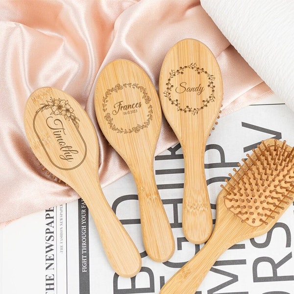 Personalised Engraved Hair Brush, Custom Wooden Wedding Comb, Bamboo Paddle Hairbrush, Dance Team Gift, Birthday Gift, Mothers Day Gift