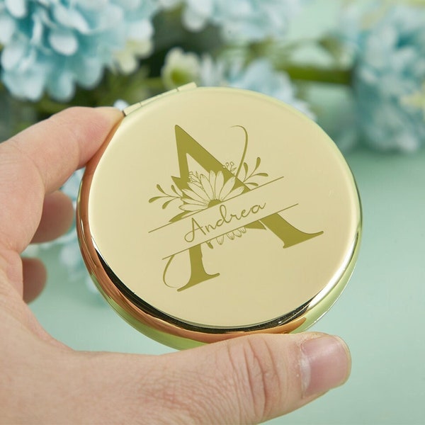 Pocket Mirror Bridesmaid Gift,Compact Mini Mirror,Personalized Engraved Name Mirror,Custom Mirror for Friend,Makeup Mirror,Mother's Day Gift