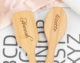 Personalized Bamboo Hairbrush, Custom Paddle Hairbrush with Name, Mother's Day Gift, Bridesmaid Gift, Wedding Party Favor, Zero Waste Comb