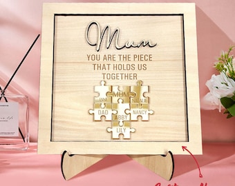 You Are the Piece That Holds Us Together Personalized Mum Puzzle Plaque Mother's Day Gift, Family Gift, Gift for Mum Dad