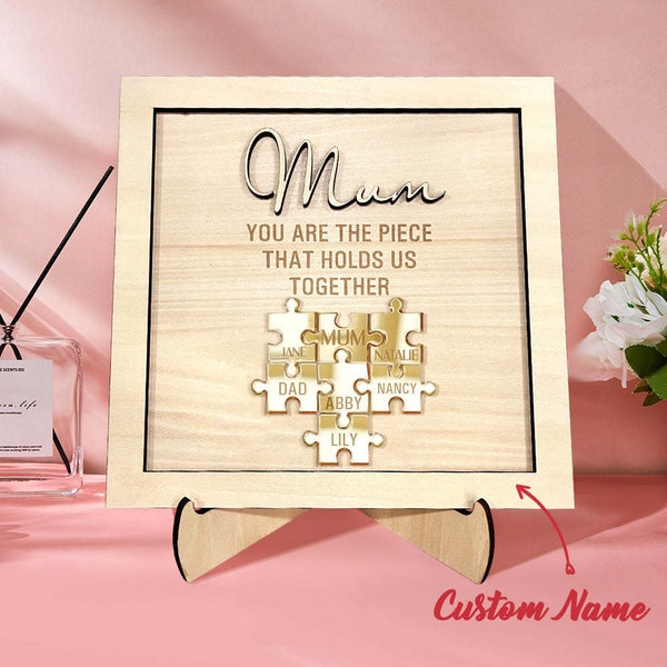 You Are the Piece That Holds Us Together Personalized Mum Puzzle Plaque Mother's Day Gift, Family Gift, Gift for Mum Dad