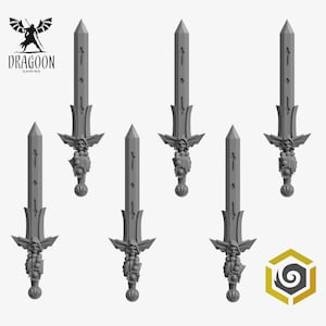 Eternal Pilgrims Powersword Set. Custom Bits Compatible with Prime 28mm Scale Tabletop Miniatures