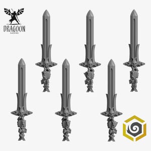 Eternal Pilgrims Powersword Set. Custom Bits Compatible with Prime 28mm Scale Tabletop Miniatures