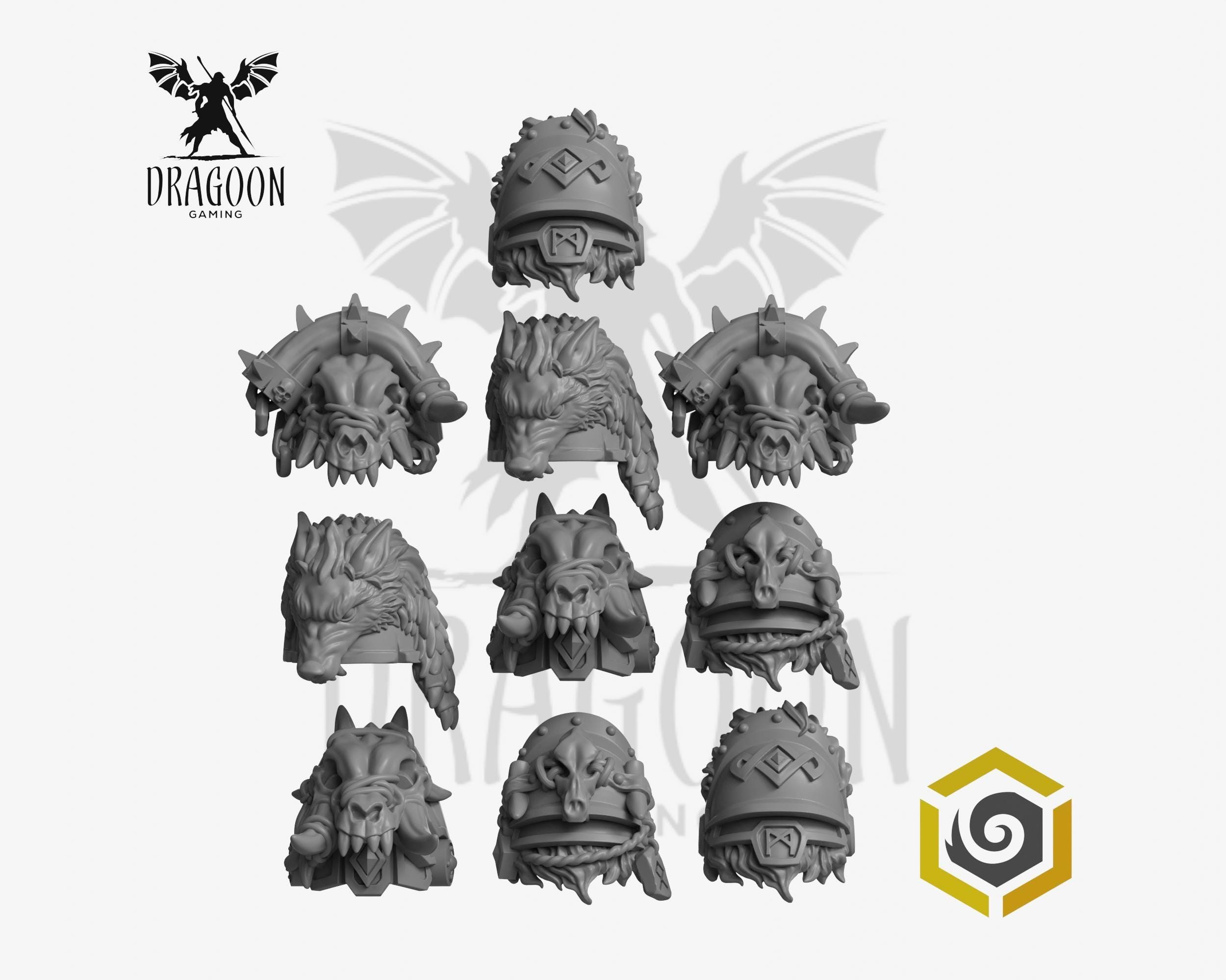 Primal Hounds Space Knight Pauldrons Conversion Bits For Prime 28mm Scale Sci-fi Marines