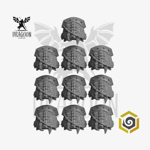 Dragon Pauldrons with Gorget Conversion Bits For Prime 28mm Space Knights - Anvil Wardens