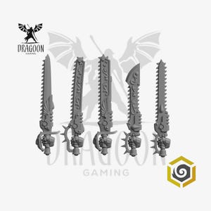 Crimson Lords Chainswords. Conversion Bits for Prime 28mm Space Knights and Sci-fi Marines