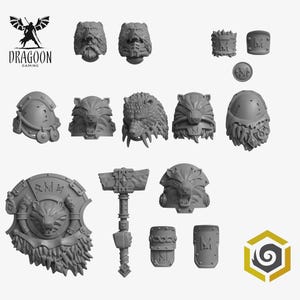 Primal Hounds Bear Company Upgrade Kit for HQ Units. Custom Bits Compatible with Prime 28mm Scale Tabletop Miniatures