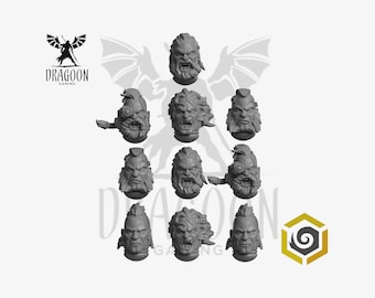 Space Knight Primal Hounds Heads. Conversion Bits For Prime 28mm/32mm Sci-fi Marines