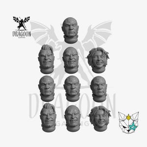 Carcharodon Style Heads. Conversion Bits For 28mm Scale Prime Sci-fi Marines