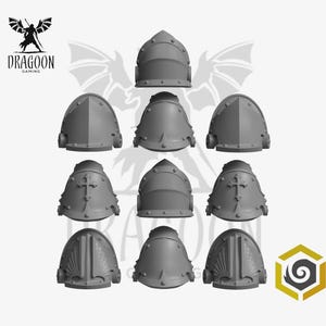Space Knight Pauldrons. Shoulder Pad Conversions For 28mm Prime Sci-fi Marines