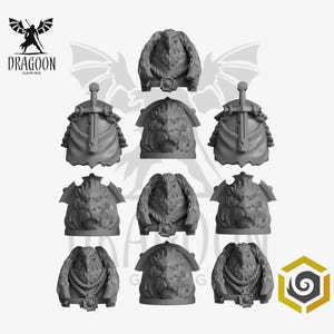 Space Knight Pauldrons. Shoulder Pad Conversions For 28mm Prime Sci-fi Marines