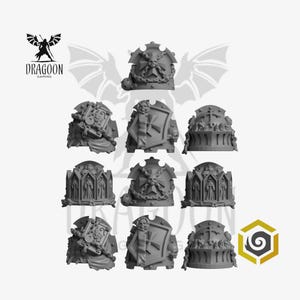 Space Knight Templar Pauldrons. Shoulder Pad Conversion For 28mm Prime Sci-fi Marines