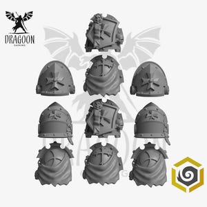 Space Knight Pauldrons. Shoulder Pad Conversions For 28mm Prime Sci-fi Marines