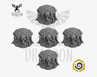 Primal Hounds Shields. Conversion Bits for 28mm Space Knights and Sci-fi Marines.