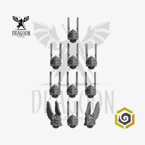 Space Knight Helmets with Large Wings Conversion Bits For Prime 28mm Scale Sci-fi Marines