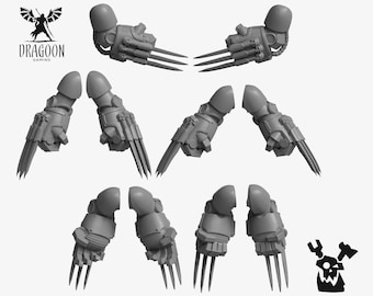 Termi Lightning Claws Set. Custom Bits Compatible with Prime 28mm Scale Tabletop Miniatures