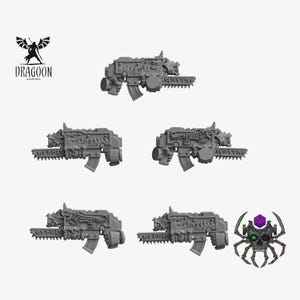 Flame Lizards Chain Bolters. Custom Bits Compatible with Prime 28mm Scale Tabletop Miniatures