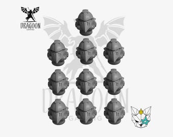 Crow Guard Beaky Helmets. Conversion Bits for 28mm Space Knights and Sci-fi Marines.