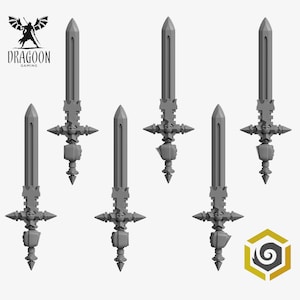 Eternal Pilgrims Powersword Set. Custom Bits Compatible with Prime 28mm Scale Tabletop Miniatures