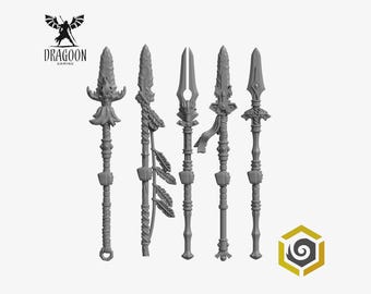 Primal Hounds Spear Set. Custom Bits Compatible with Prime 28mm Scale Tabletop Miniatures