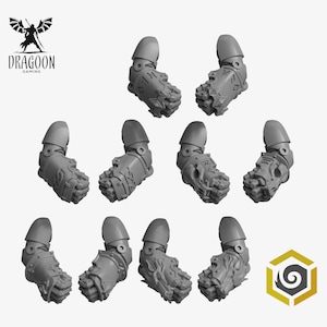 Primal Hounds Space Knights Power Fists. Conversion Bits Compatible with 28mm/32mm Prime Sci-fi Marines