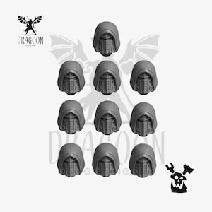 Space Knight Hooded Helmets. Conversion Bits For 28mm Scale Sci-fi Marines