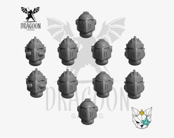 Space Knight Helmet Set. Conversion Bits For 28mm Scale Prime Sci-fi Marines