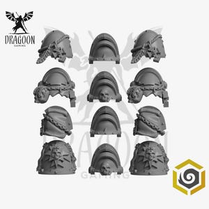 Space Knight Pauldrons. Shoulder Pad Conversion For 28mm Prime Sci-fi Marines