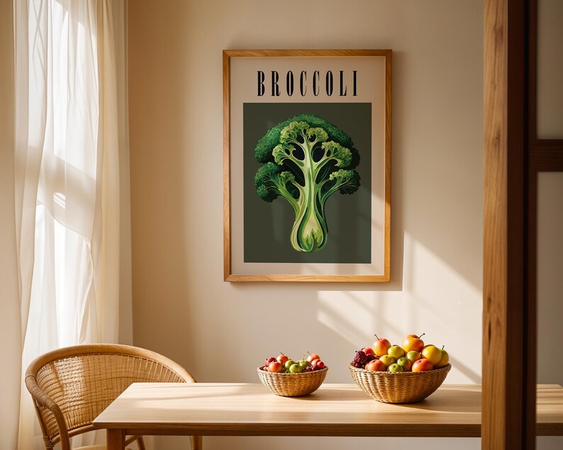 Broccoli Illustration Print, Trendy Abstract Wall Art (digital Download ...