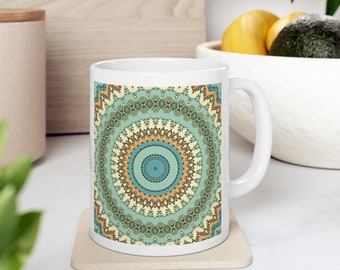 Frost | Beautiful & Unique Mandala Art Mug, Coffee Mug, coffee mugs pottery handmade, coffee cup, handmade coffee mugs pottery, tea mug, mug