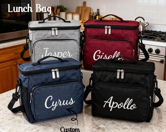 Personalized Insulated Lunch Bag, Embroidered Name, Foldable Cooler Bag