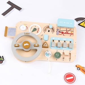 Simulazione personalizzata per bambini, volante occupato, tavola di guida personalizzata in legno, giocattoli multifunzionali in legno
