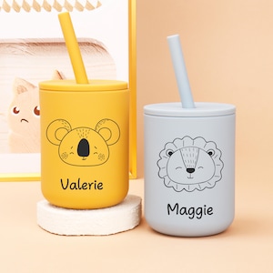 幼児用カスタムマッシュルームタンブラー（ストロー付き）、名前入りシリコンストロー付きベビー用シッピーカップ、ベビーシャワーギフトに欠かせないアイテム