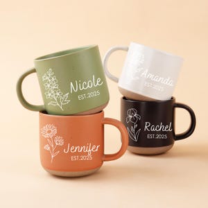 Custom Ceramic Mug With Your Name,Pottery Mug Engraved Mug,Stoneware Mug With Your Own Engraving,Natural And Unglazed Base