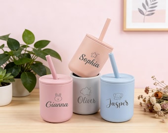 Custom Name Silicone Sippy Cup: Engraved Toddler Training Cup