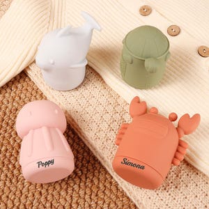 Juego de juguetes de baño con organismos marinos personalizados, juguetes de baño para niños, juguete de baño con forma de cangrejo, juguetes de viaje para niños pequeños, juguetes portátiles para niños, juguetes acuáticos.