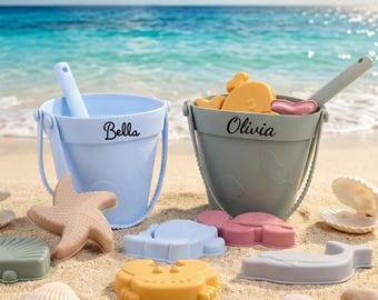 Juego de juguetes de playa de silicona personalizados: juguetes de arena biodegradables