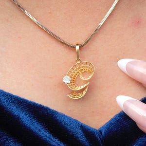 Colgante de diamante real con alfabeto, colgante de diamante solitario con certificación IGI sin cadena, colgante con inicial de oro macizo de 14 quilates, regalo de cumpleaños para esposa.