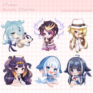 VTuber 2.5” Acrylic Charms, Acrylic keychain Epoxy, Elira Pandora | ShyLily | Gawr Gura | Ina’ais Ninomae | Luca Kaneshiro