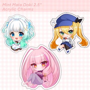 VTuber 2.5” Acrylic Charms, Acrylic keychain, Dokibird, Mint Fantome, Matara Kan